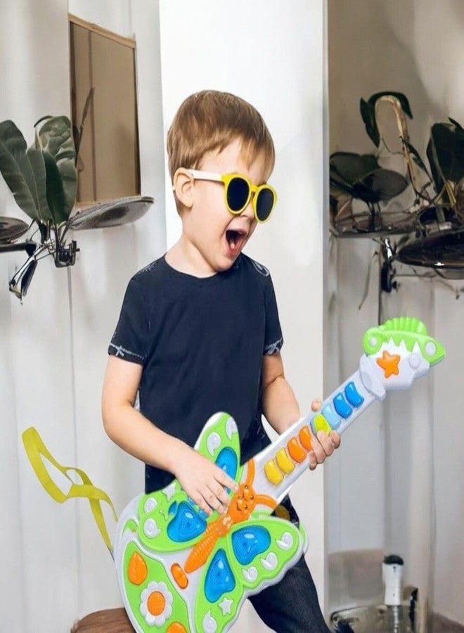 SARASI Butterfly Guitar Toy for Kids, Musical Sound Light, Drum Music, 3 Music Converter (Multicolor) - Image 1